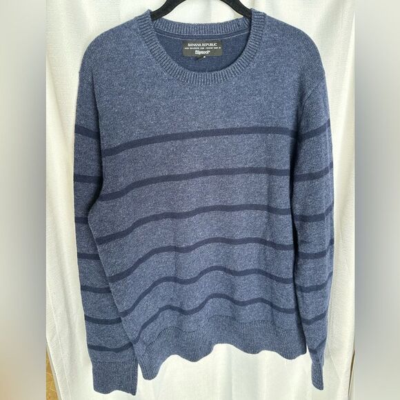 Banana Republic Merino Wool Blend Striped Crewneck Sweater, Men's Size L - Picture 1 of 10